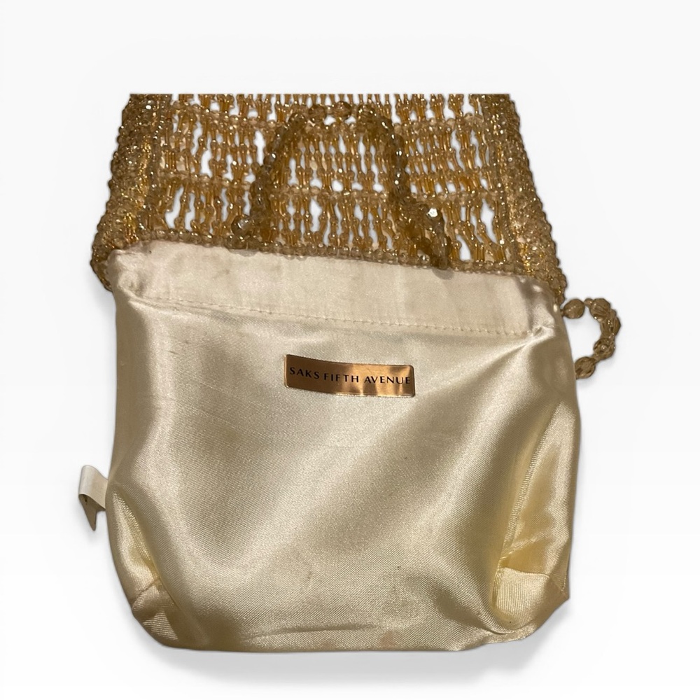 Saks Fifth Avenue Women’s Fishnet Beaded Evening Bag Clutch Purse - Picture 8 of 13
